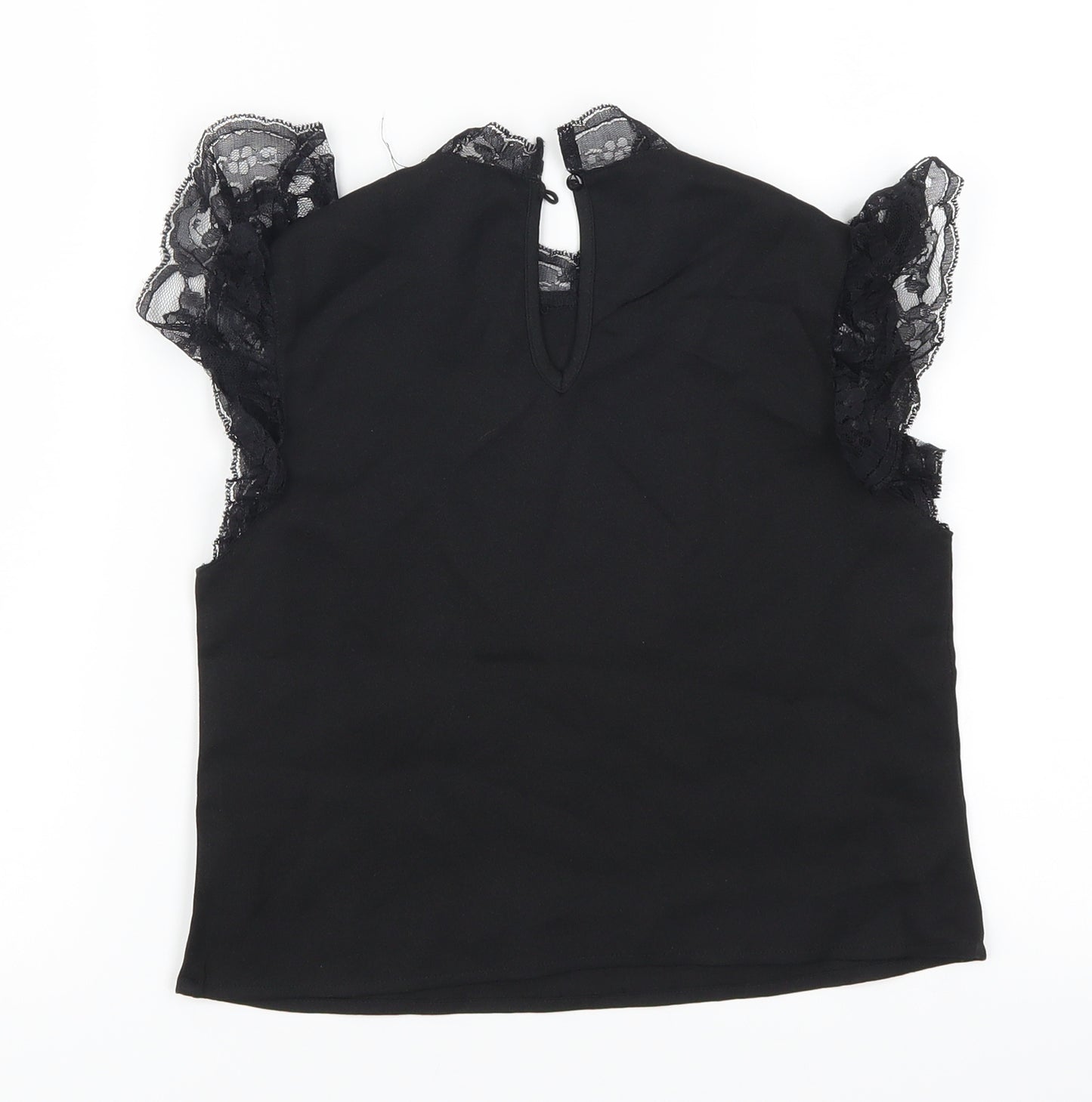 SheIn Girls Black   Basic T-Shirt Size 8 Years  - Lace Detail