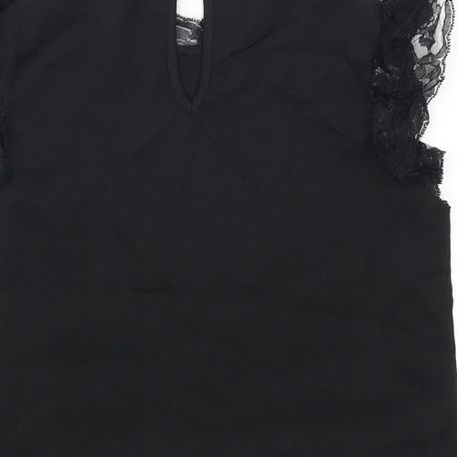SheIn Girls Black   Basic T-Shirt Size 8 Years  - Lace Detail