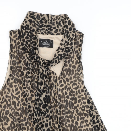Drama Queen Womens Brown Animal Print  Tunic Blouse Size 14