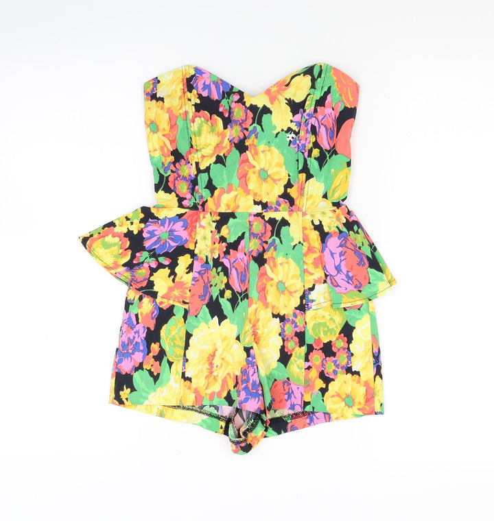 River Island Womens Yellow Floral Shorts One-Piece Size 6