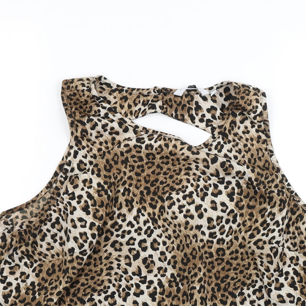New Look Womens Brown Animal Print  Camisole Blouse Size 14