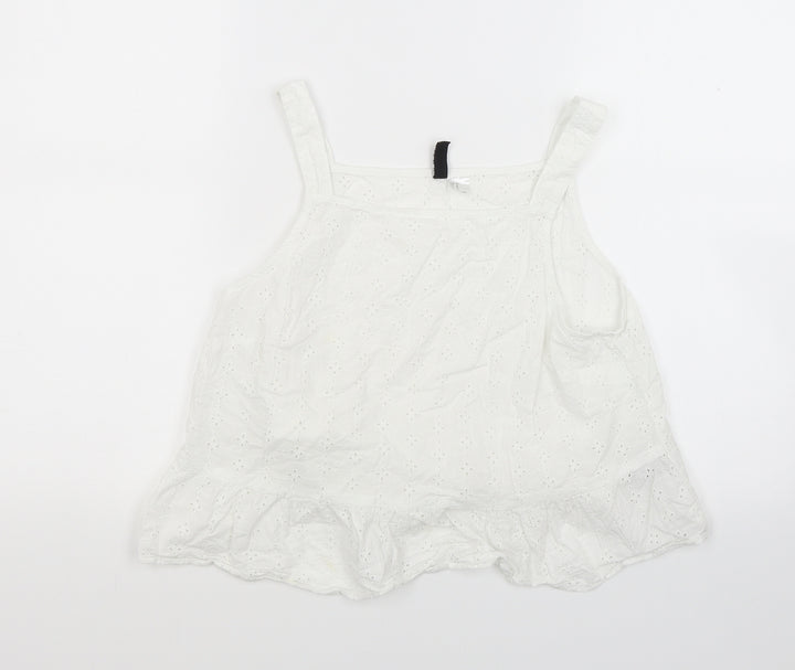 Divided Womens White Cropped Tank Size 14