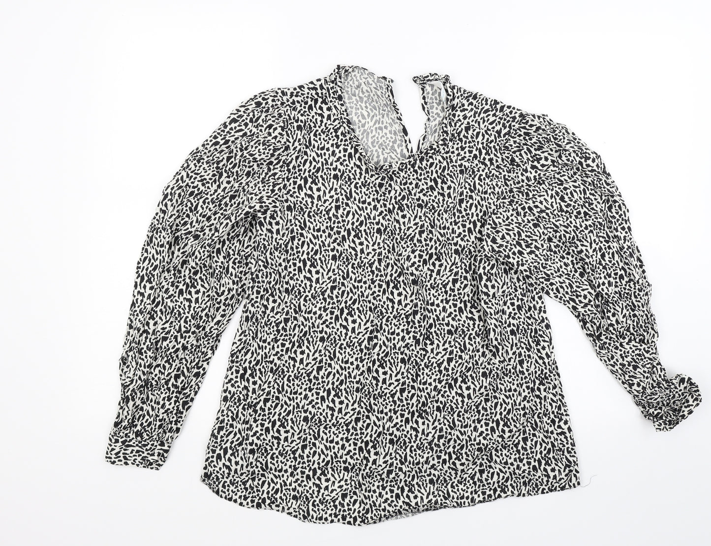 Primark Womens Black Animal Print  Basic Blouse Size 12