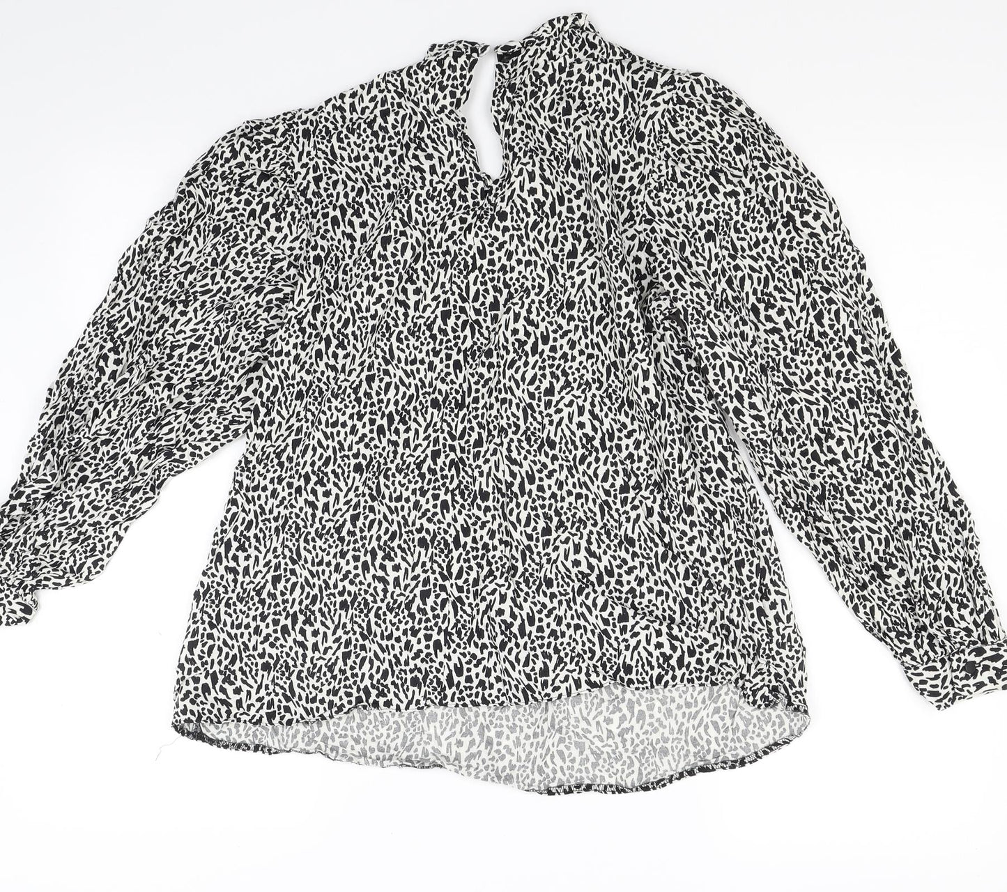 Primark Womens Black Animal Print  Basic Blouse Size 12