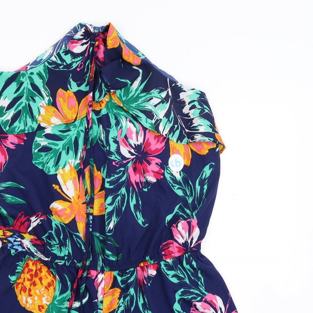 Primark Womens Blue Floral  Shorts One-Piece Size 18