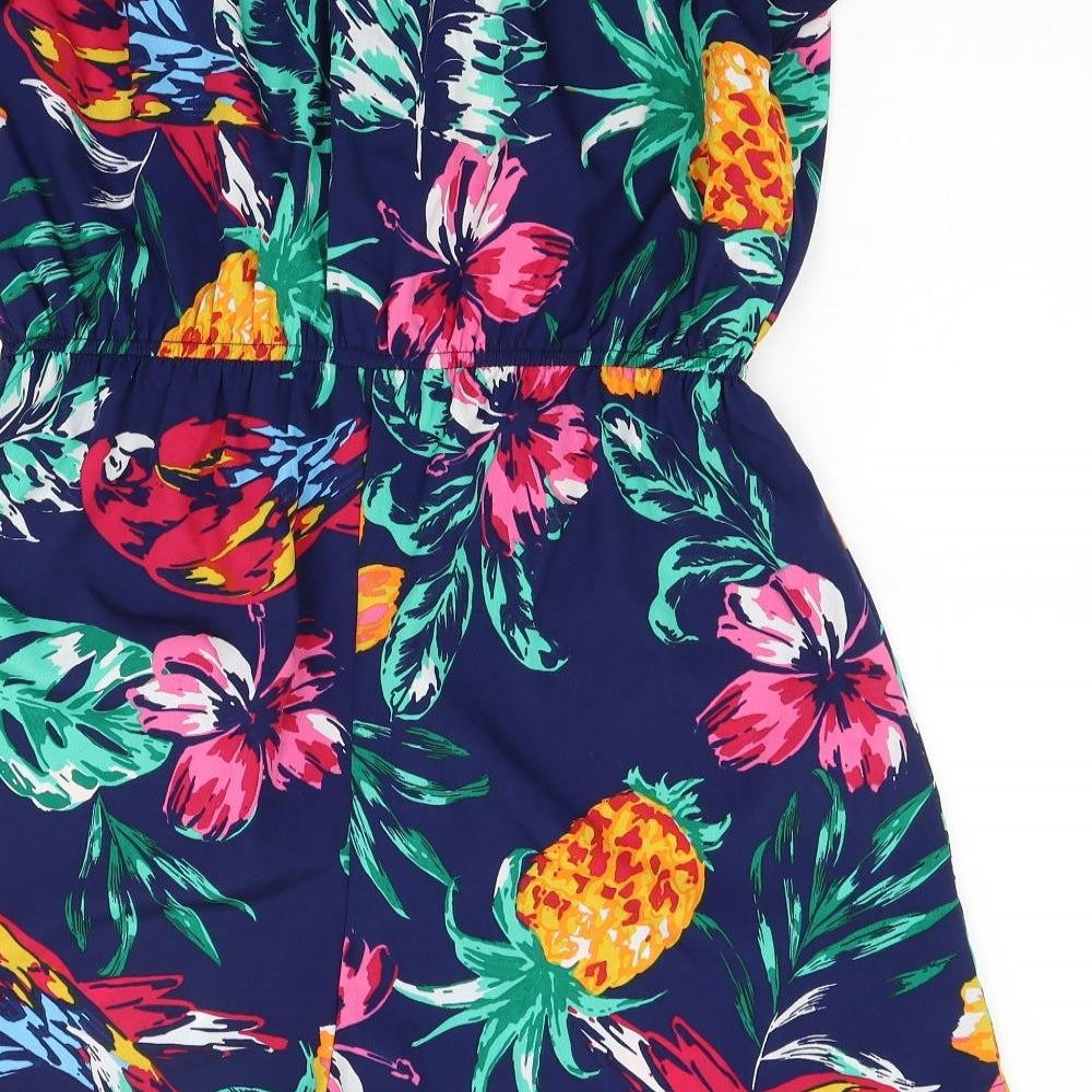 Primark Womens Blue Floral  Shorts One-Piece Size 18