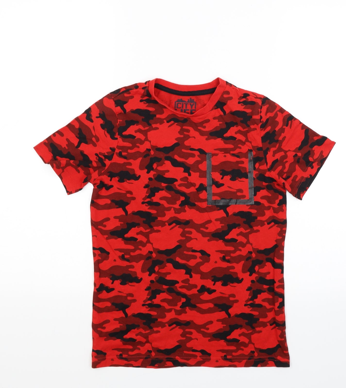 F&F Boys Red Camouflage Jersey Basic T-Shirt Size 9-10 Years
