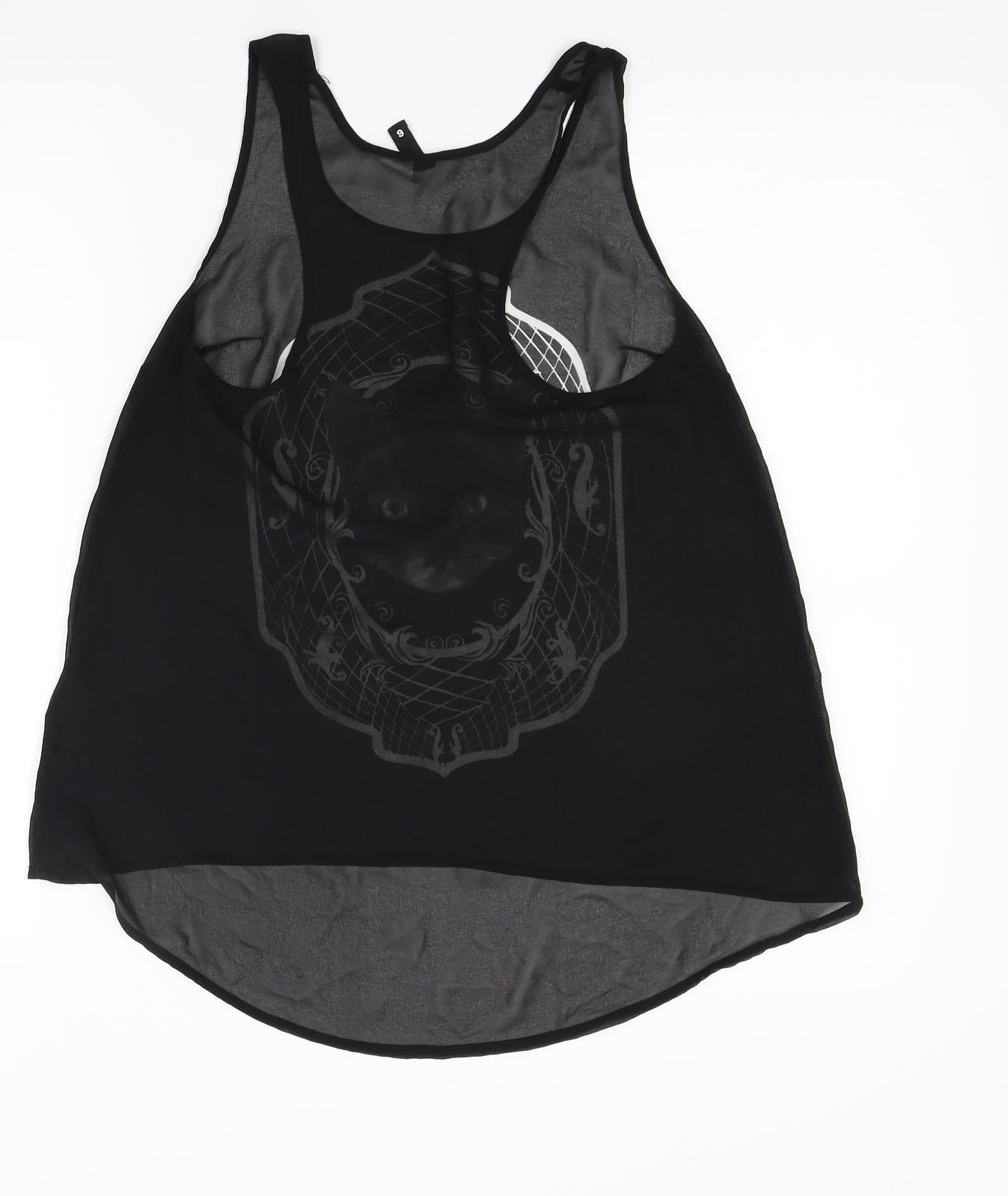 H&M Womens Black   Camisole Tank Size XS  - Cat Face