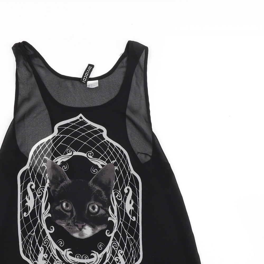 H&M Womens Black   Camisole Tank Size XS  - Cat Face