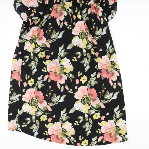 Primark Womens Black Floral  A-Line  Size 10
