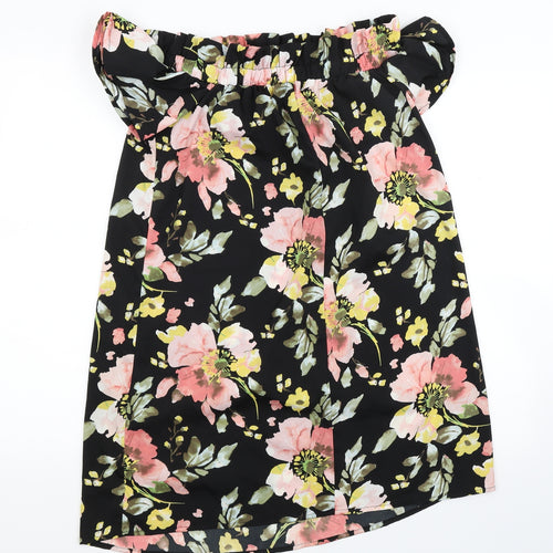 Primark Womens Black Floral  A-Line  Size 10