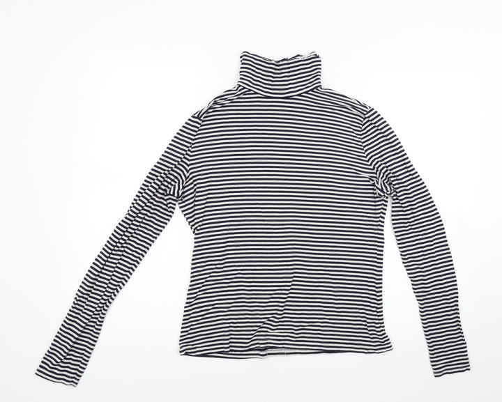 H&M Womens White Striped Pullover Sweatshirt Size M