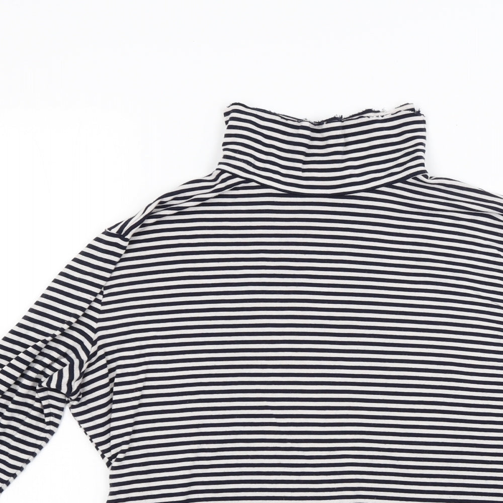 H&M Womens White Striped  Pullover Sweatshirt Size M