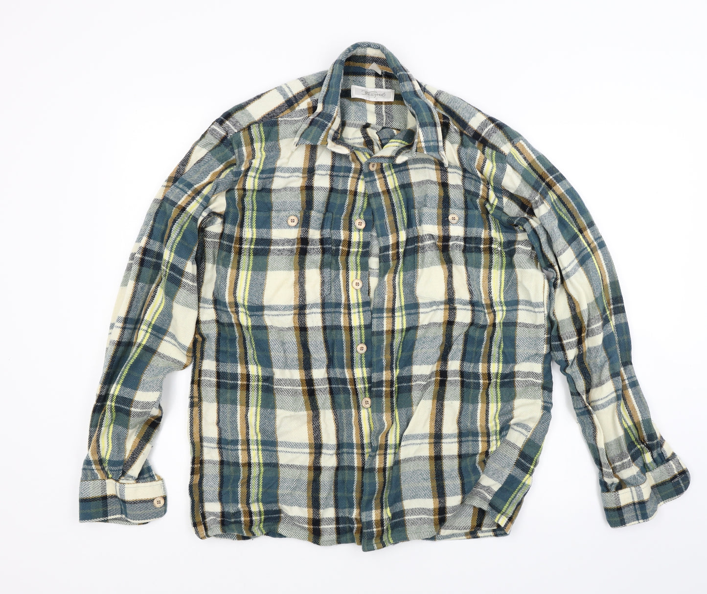 Preworn Mens Blue Check   Button-Up Size L