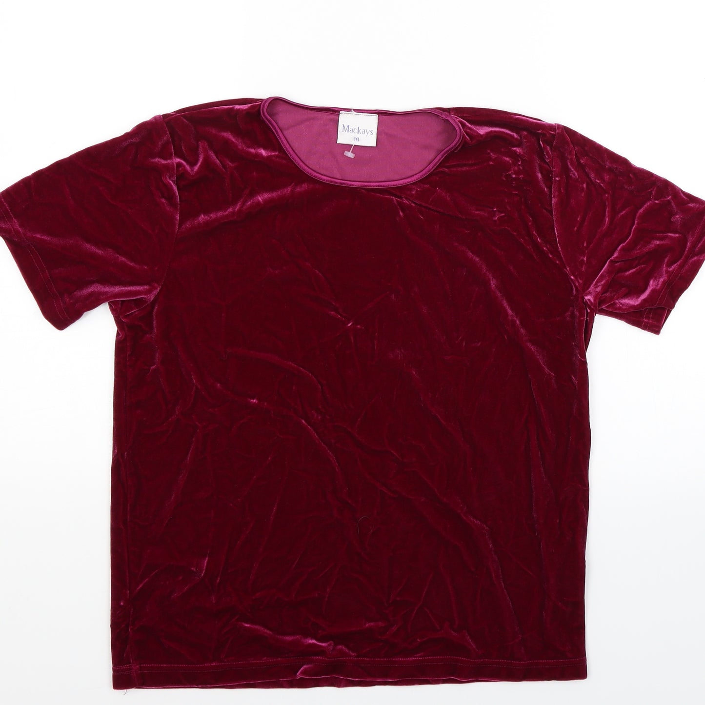 Mackays Womens Red  Velour Basic T-Shirt Size 14