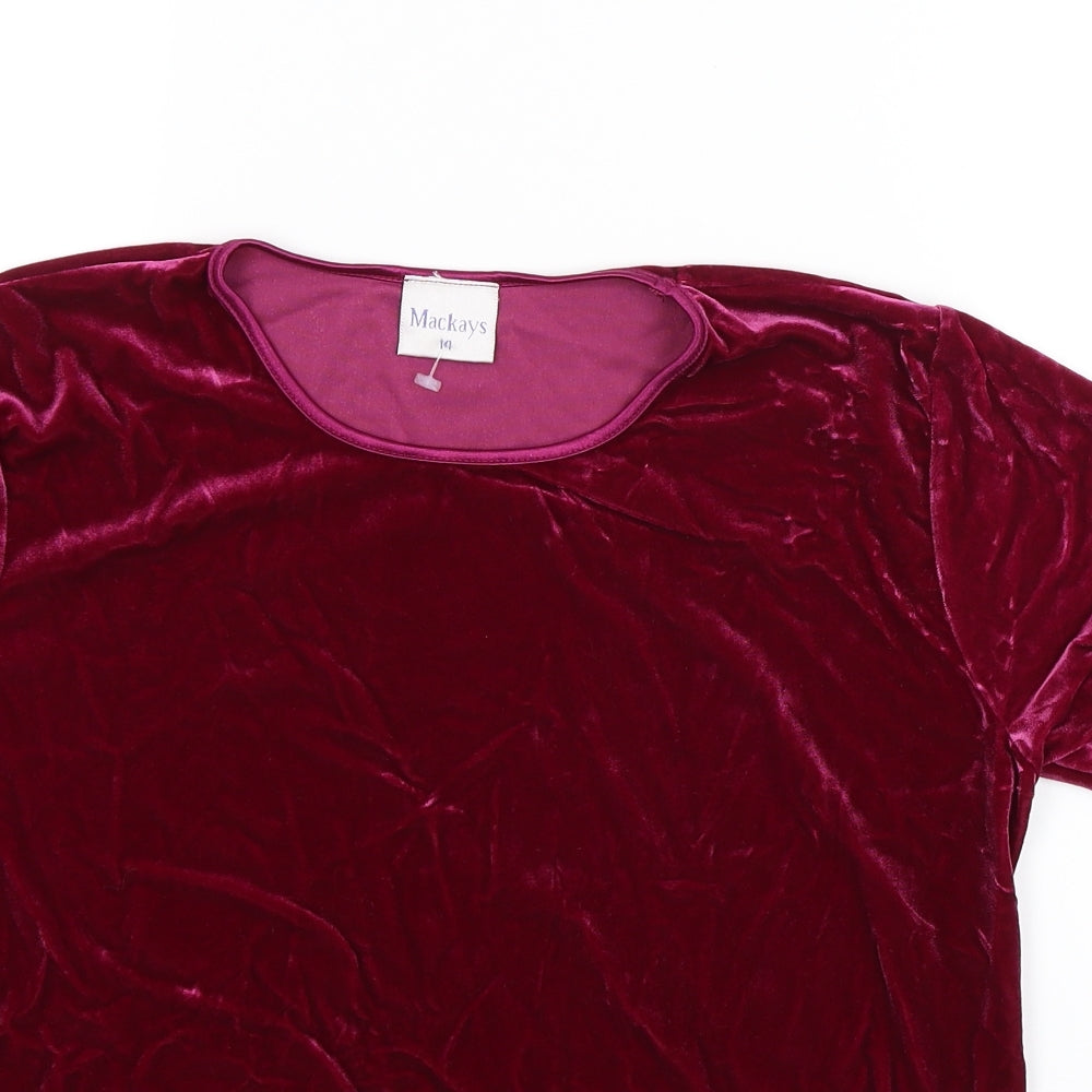 Mackays Womens Red  Velour Basic T-Shirt Size 14