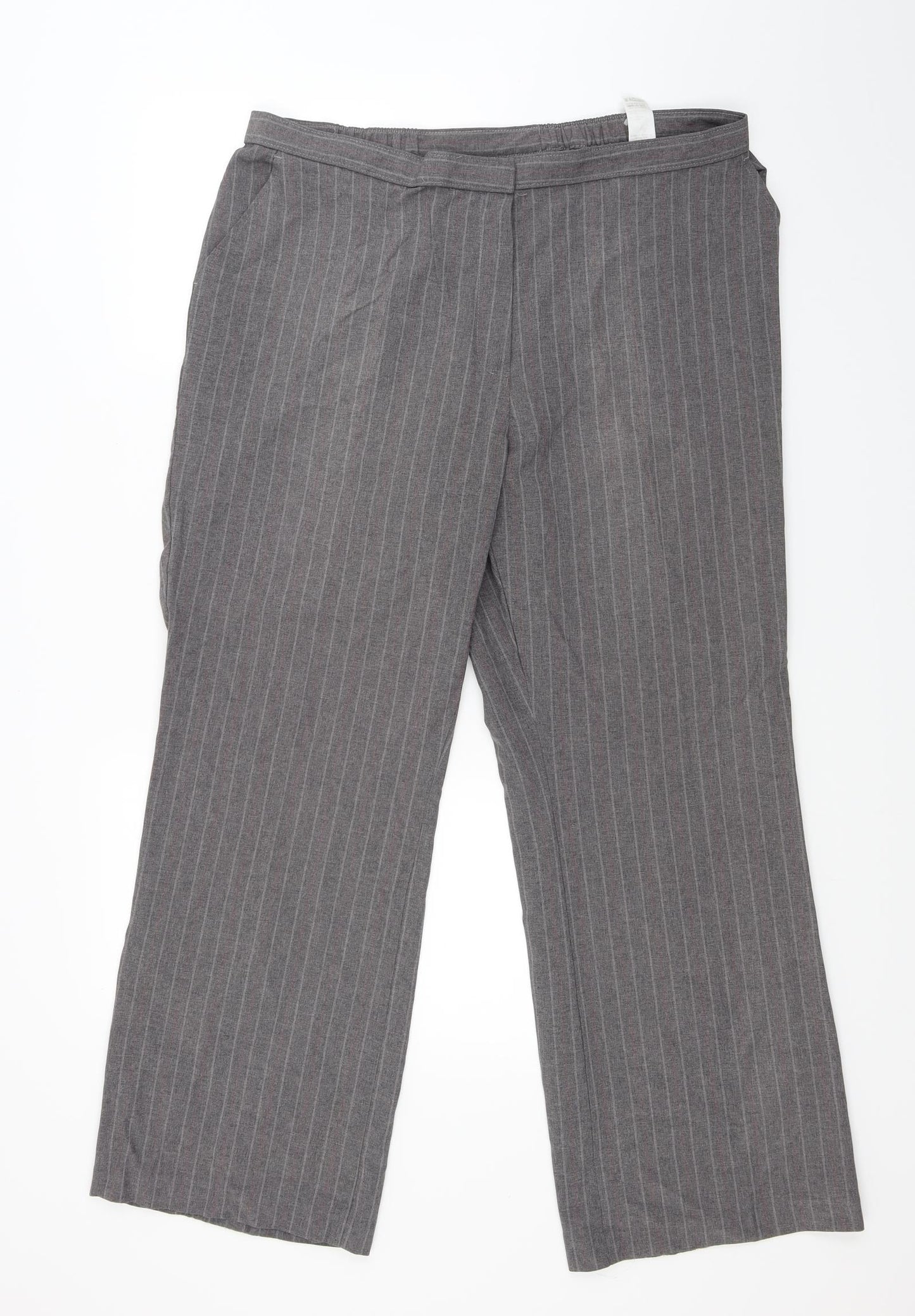 Marks and Spencer Womens Grey Striped  Trousers  Size 18 L27 in