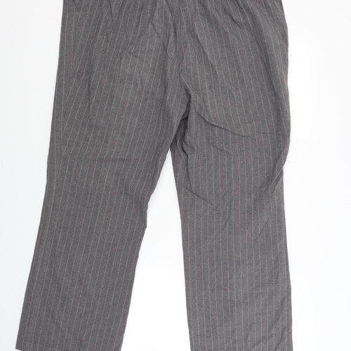 Marks and Spencer Womens Grey Striped  Trousers  Size 18 L27 in