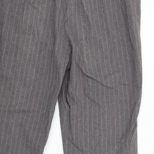 Marks and Spencer Womens Grey Striped  Trousers  Size 18 L27 in