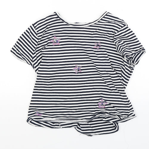 Zara Womens White Striped  Basic T-Shirt Size S