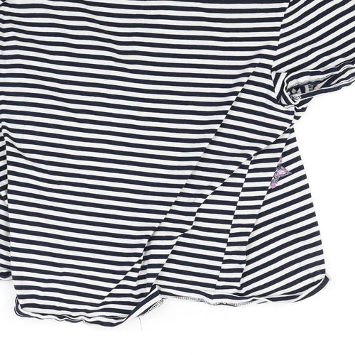 Zara Womens White Striped  Basic T-Shirt Size S