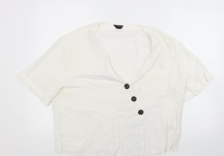Topshop Womens White Basic Blouse Size 18