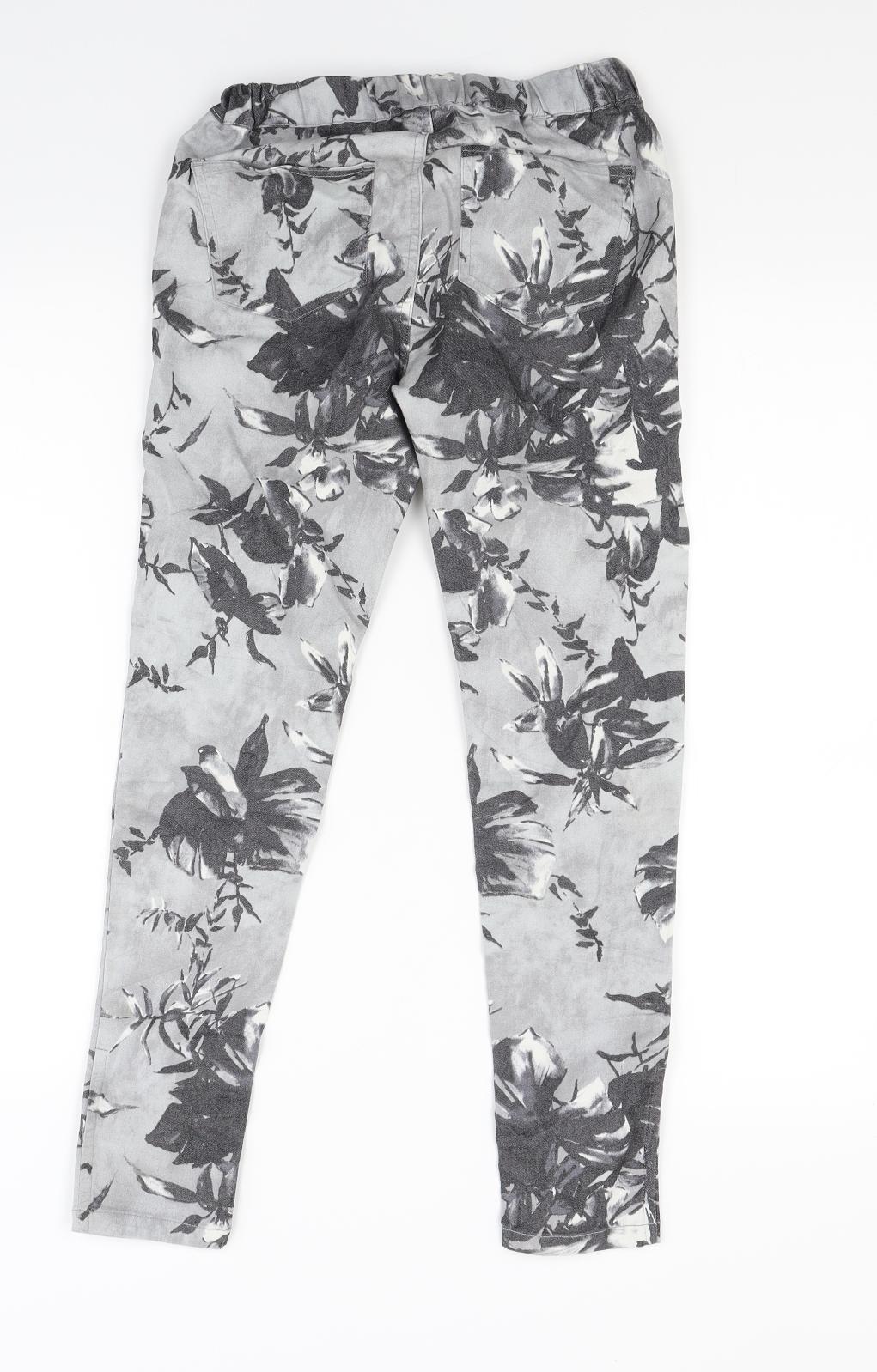 Preworn Womens Grey Floral Denim Jegging Jeans Size S L24 in