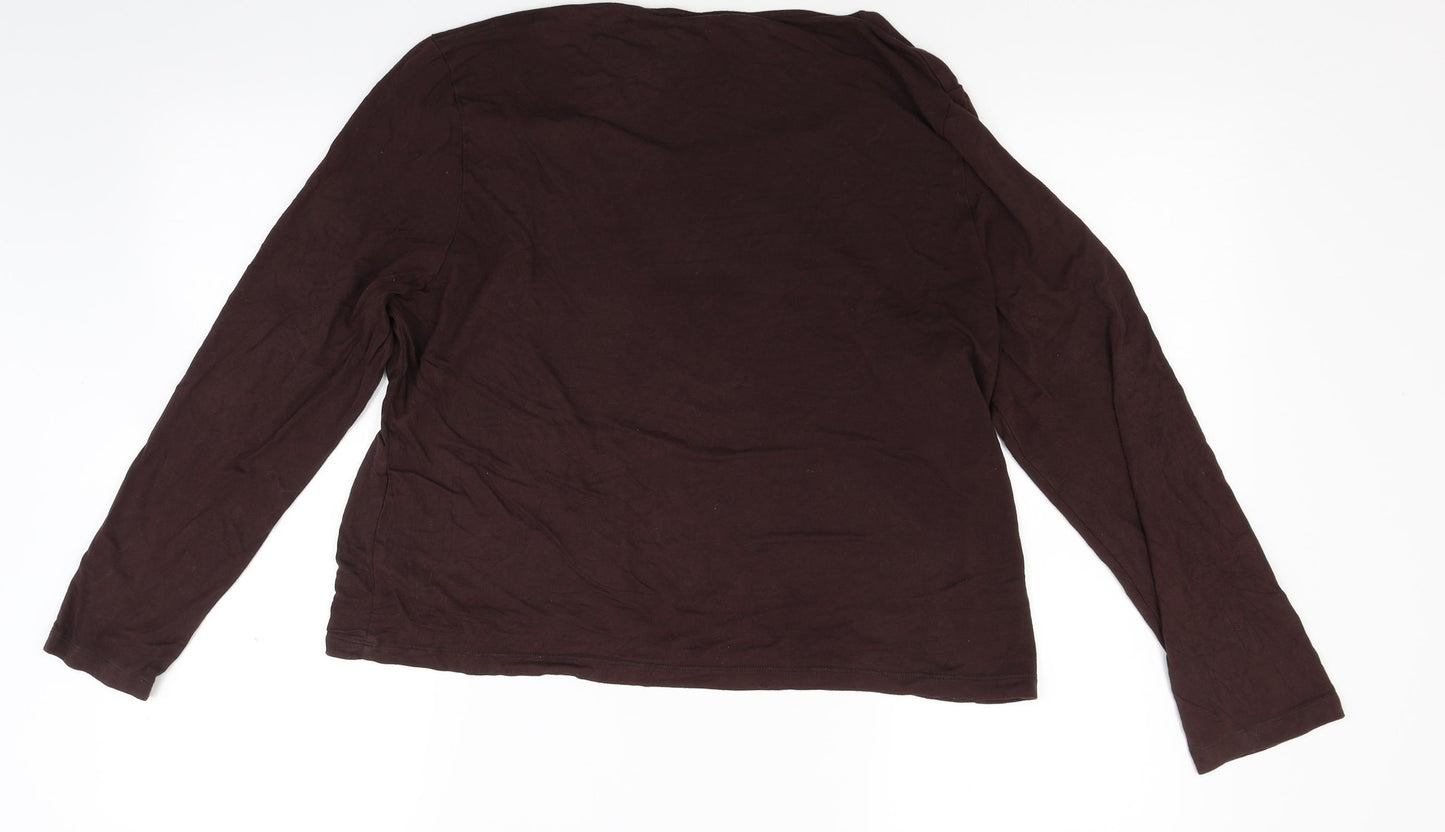 Minuet Womens Brown  Jersey Basic T-Shirt Size L