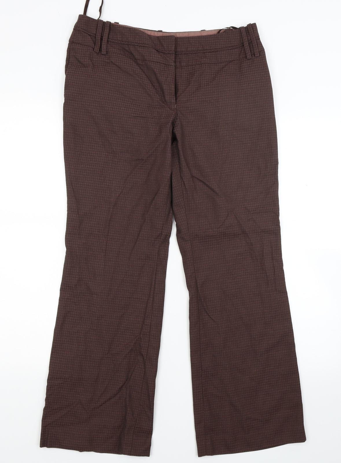 NEXT Womens Brown Check  Trousers  Size 12 L26 in