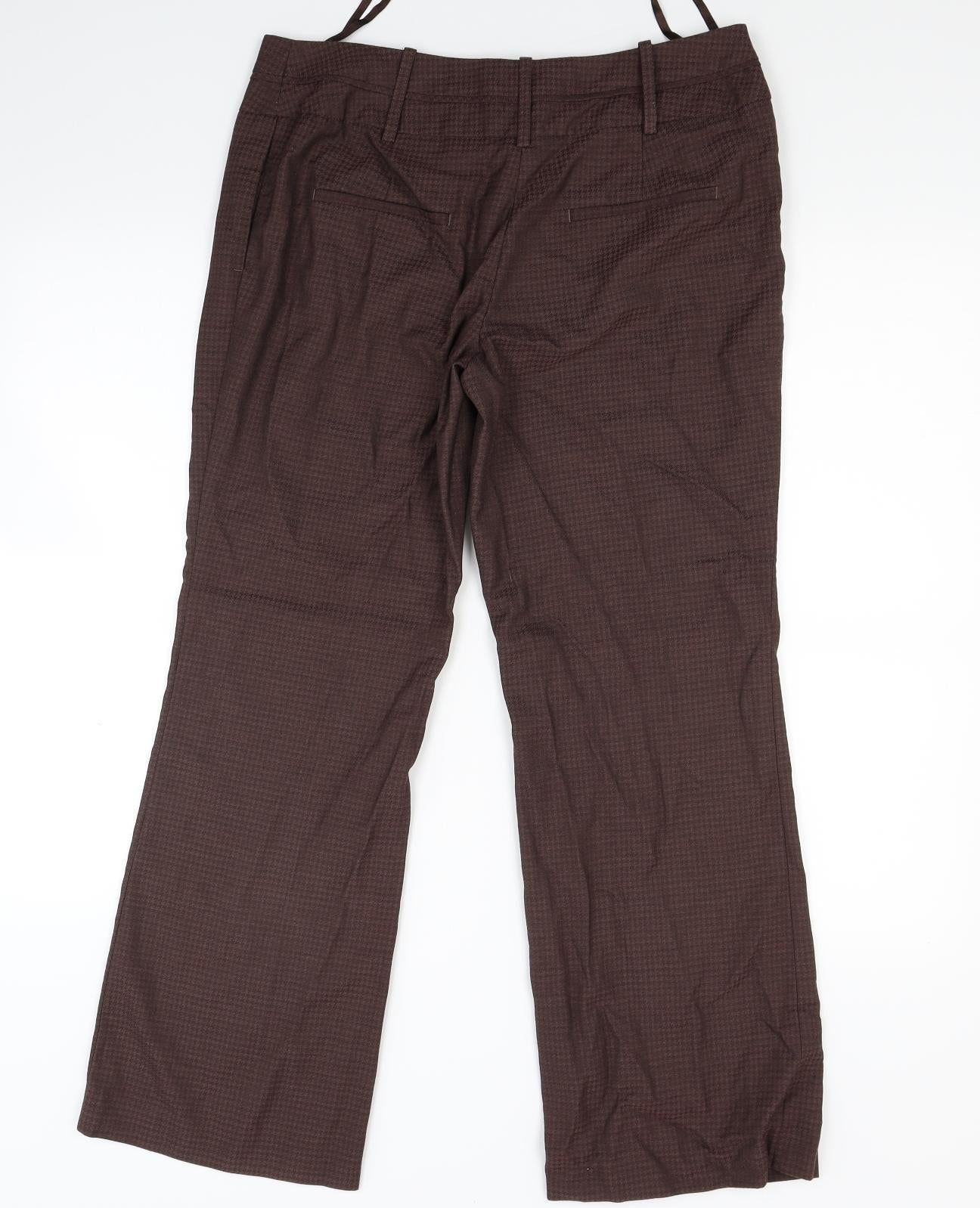 NEXT Womens Brown Check  Trousers  Size 12 L26 in