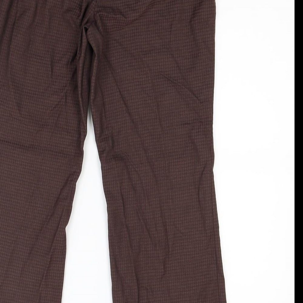 NEXT Womens Brown Check  Trousers  Size 12 L26 in