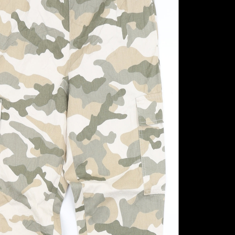 H&M Womens Beige Camouflage  Cargo Trousers Size 16 L26 in