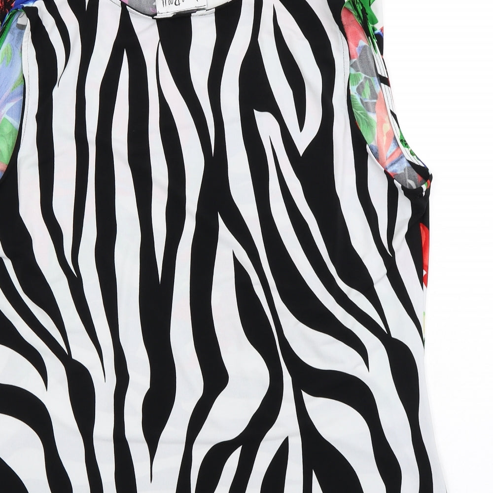 Joseph Ribkoff  Womens White Animal Print  Basic Blouse Size 20