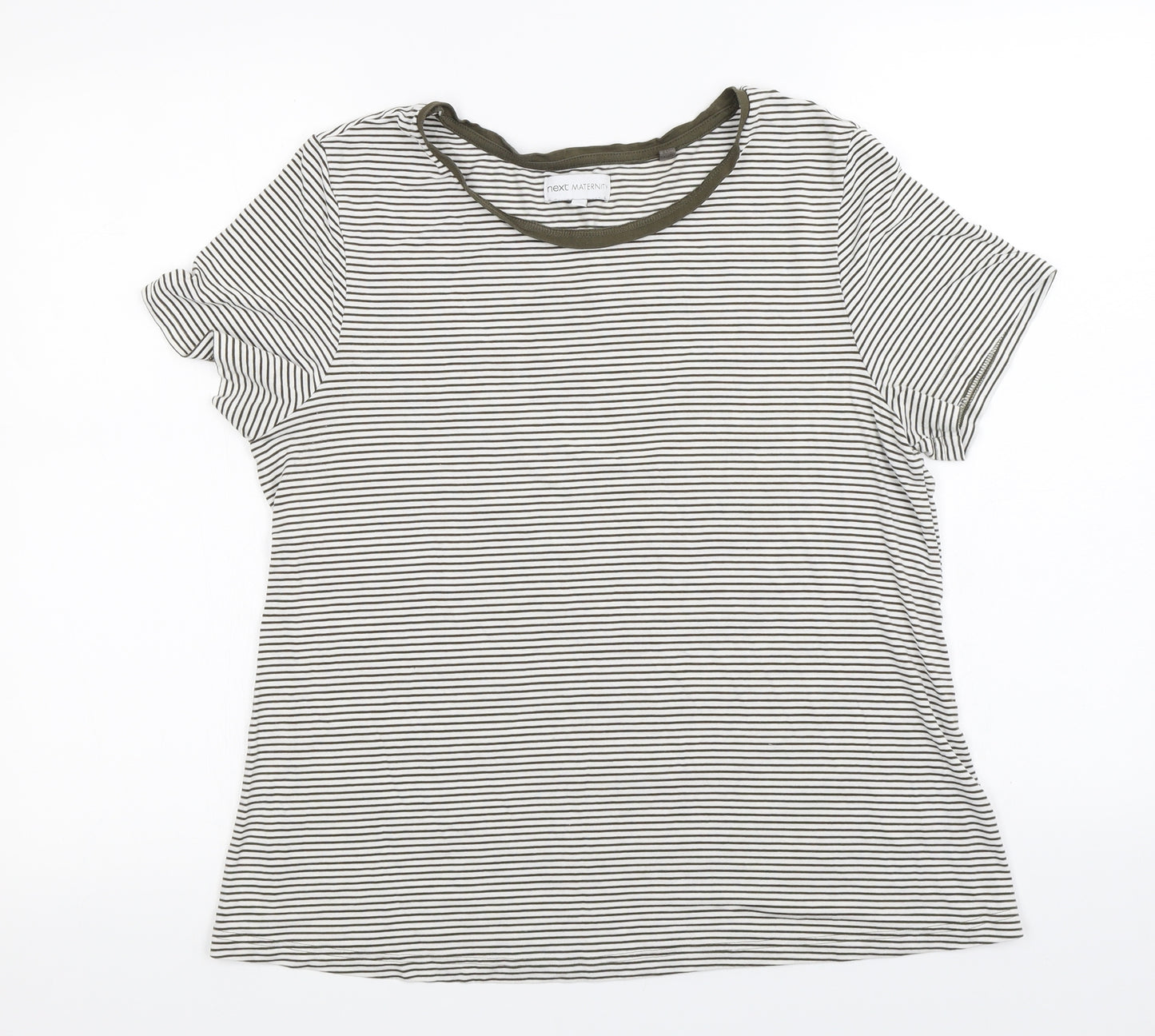 NEXT Womens White Striped  Basic T-Shirt Size 14