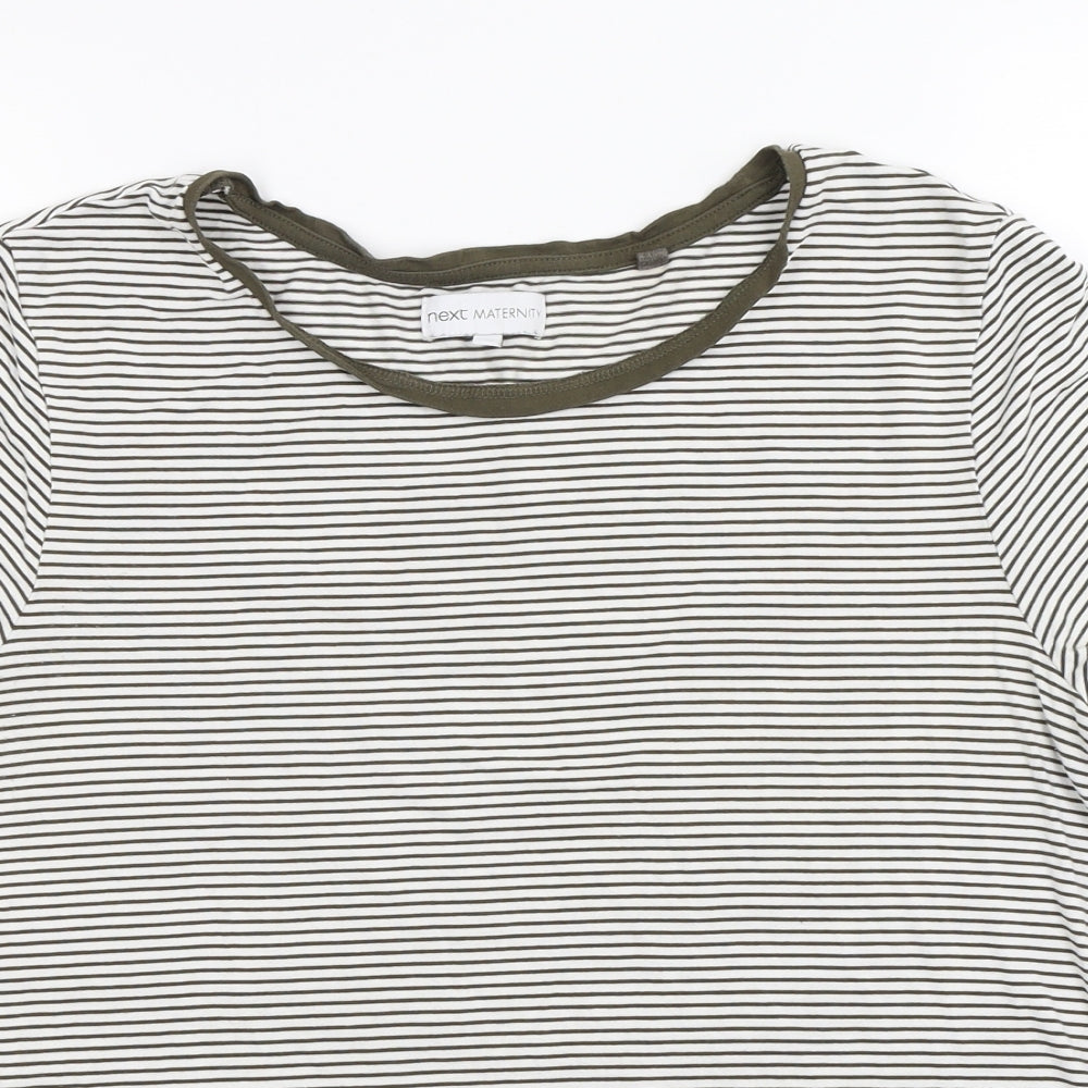NEXT Womens White Striped  Basic T-Shirt Size 14