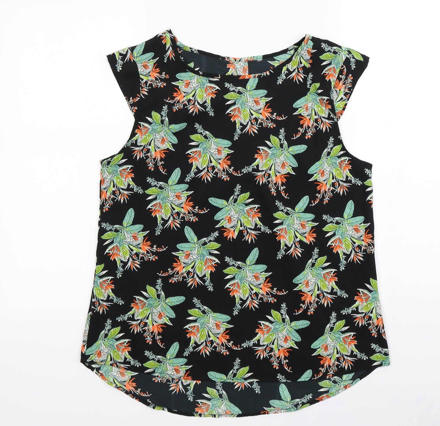 Peacocks  Womens Black Floral  Basic Blouse Size 10