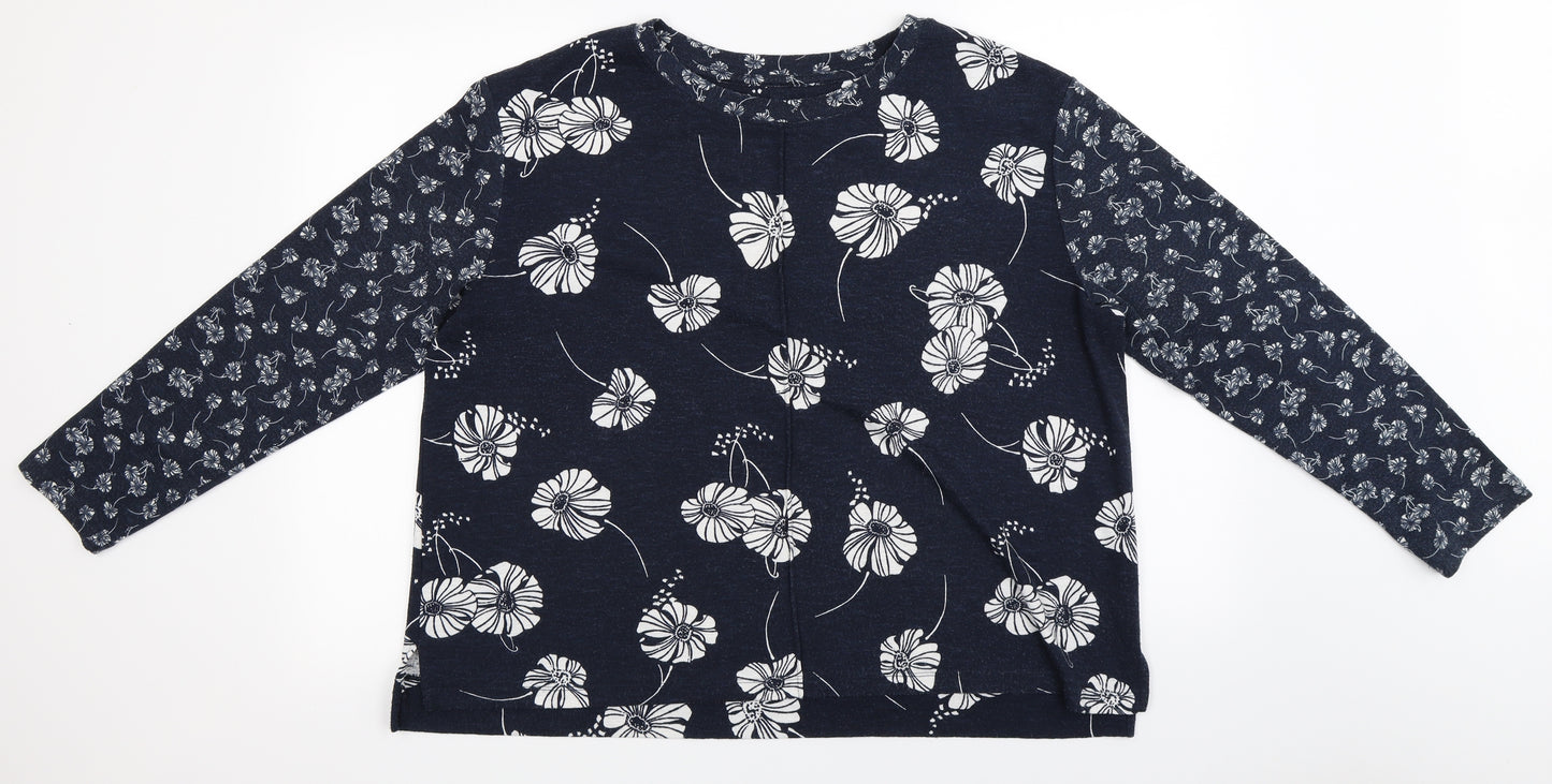 Marks and Spencer  Womens Blue Floral  Basic T-Shirt Size 18
