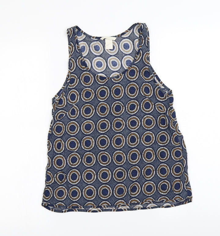 H&M Womens Blue Polka Dot Basic Blouse Size 4