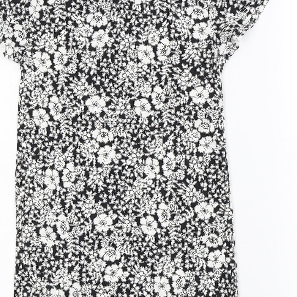 Peacocks Womens Black Floral  Basic T-Shirt Size 12