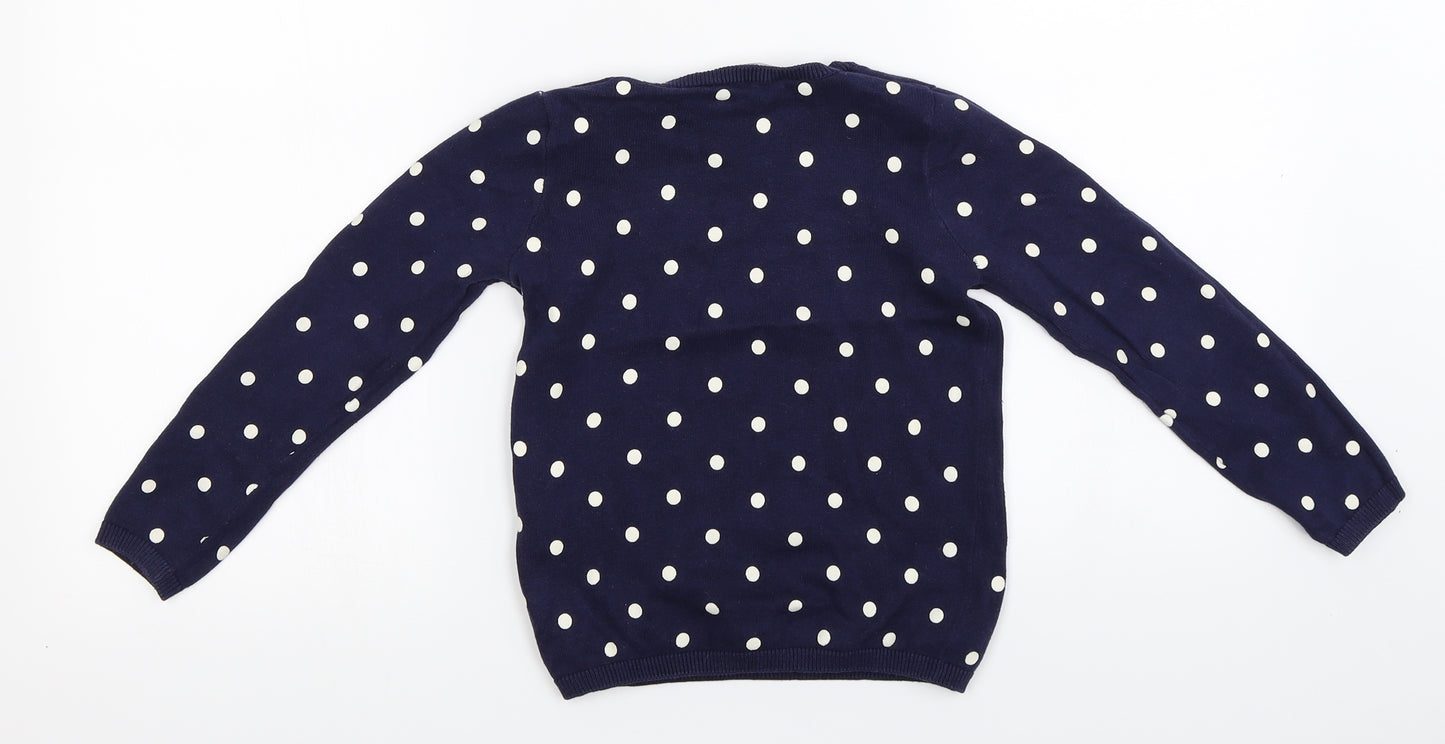 H&M  Girls Blue Polka Dot  Pullover Jumper Size 4-5 Years