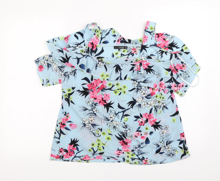 Quiz Womens Blue Floral Basic Blouse Size 8