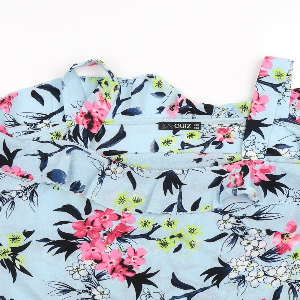 Quiz  Womens Blue Floral  Basic Blouse Size 8