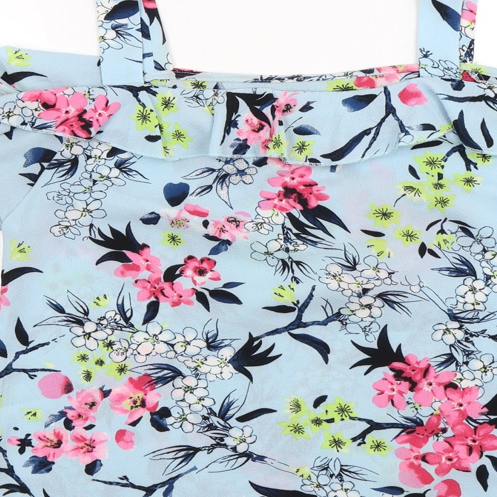 Quiz  Womens Blue Floral  Basic Blouse Size 8