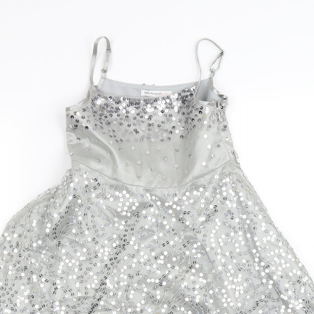 Autograph  Girls Grey   A-Line  Size 9 Years  - Sequin detail