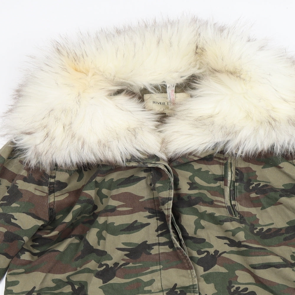 River Island  Womens Green Camouflage  Jacket Coat Size 14