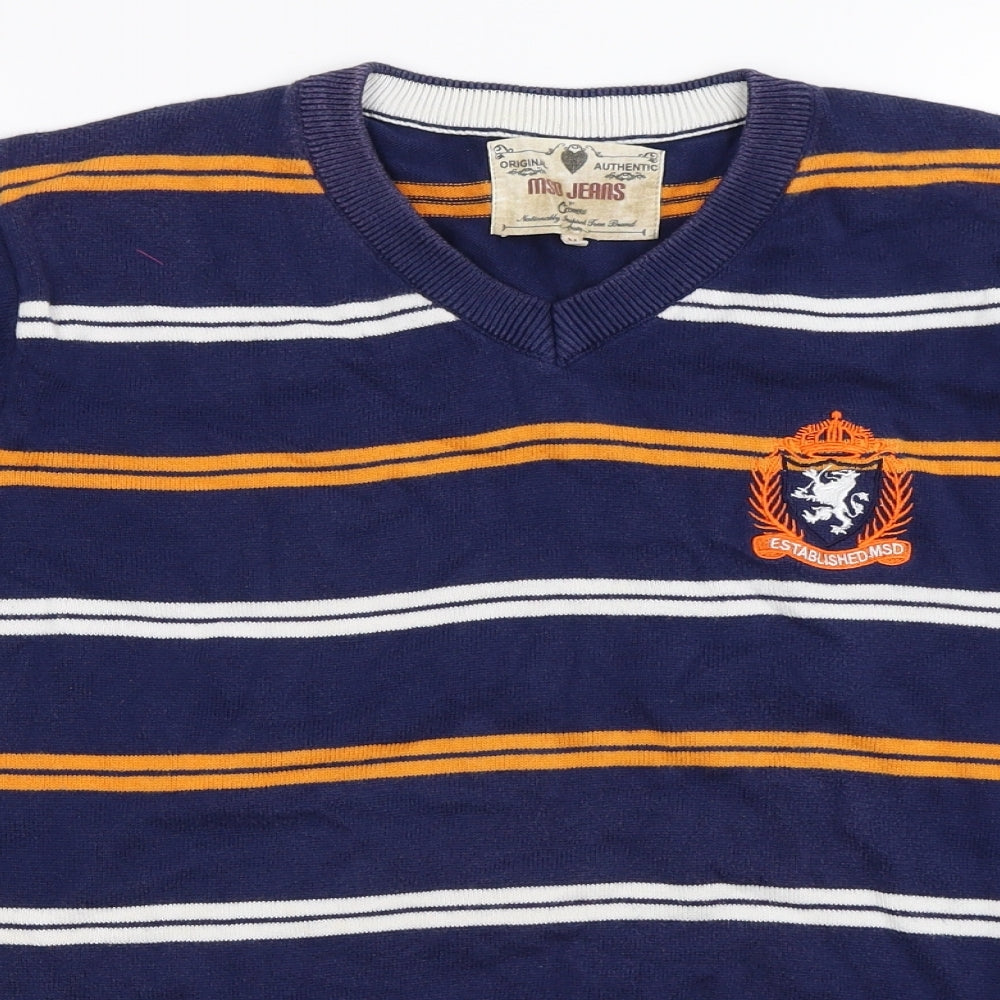 MSD  Womens Blue Striped  Pullover Jumper Size M
