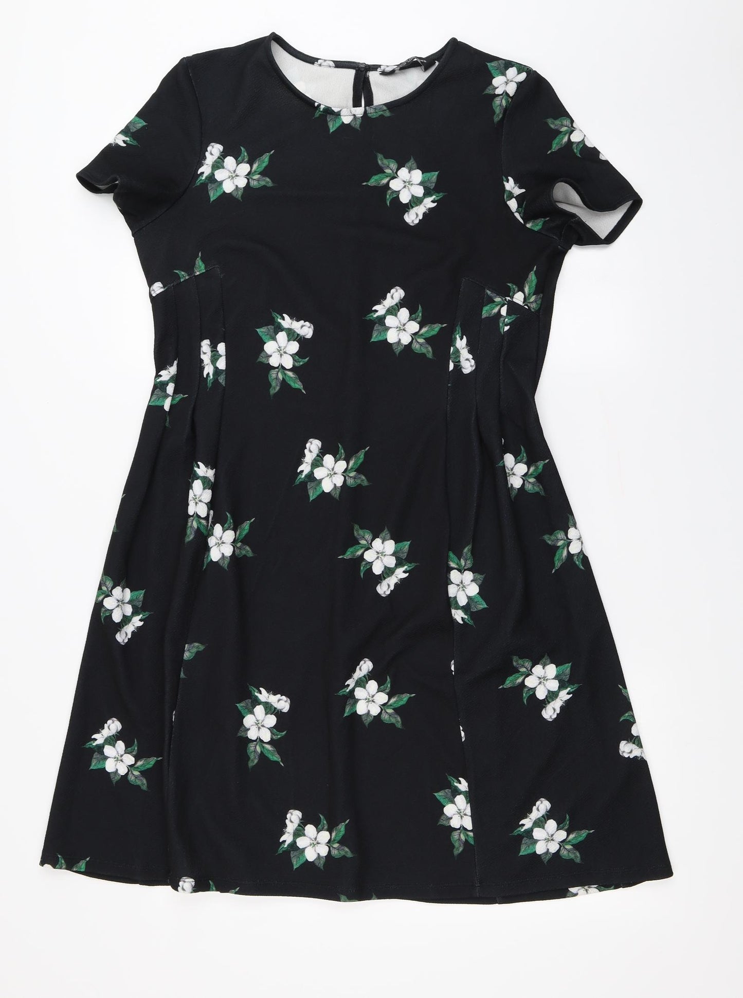 Dorothy Perkins  Womens Black Floral  A-Line  Size 14