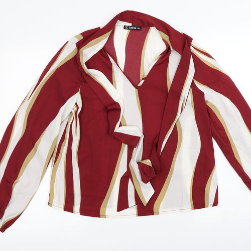 SheIn  Womens Red Striped  Basic Blouse Size S