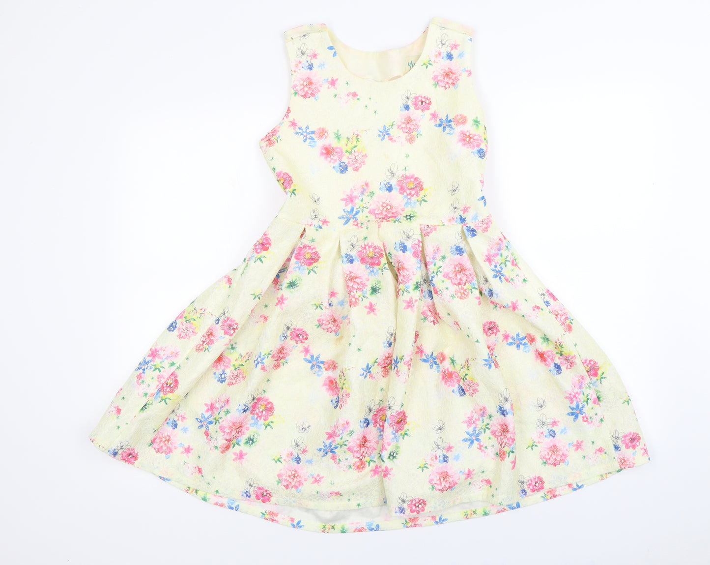 yummy  Girls Yellow Floral  A-Line  Size 11-12 Years