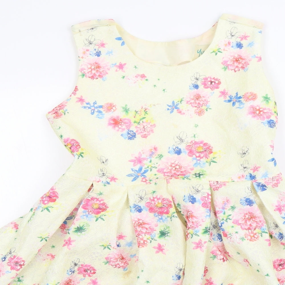yummy  Girls Yellow Floral  A-Line  Size 11-12 Years